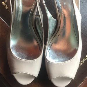 Patten leather nude heels